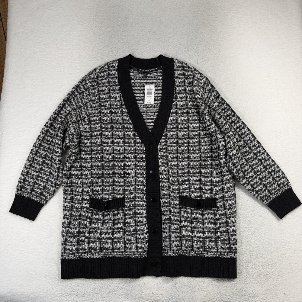 Torrid 3X Chunky Boyfriend Cardigan v-neck Sweater NWT Sequins Wool Blend